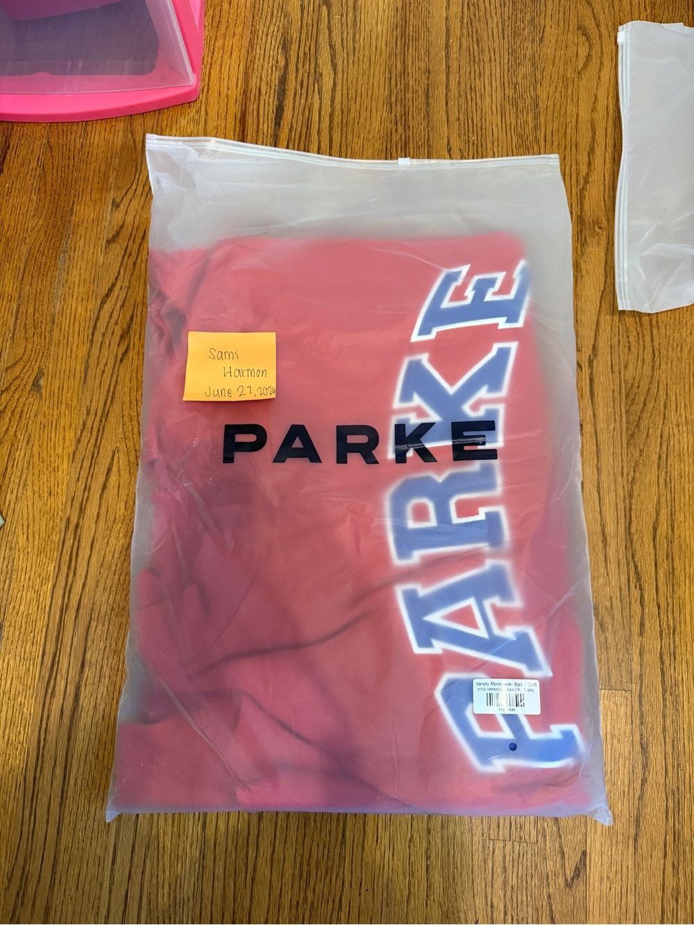 Parke Red Crewneck Sweatshirt with Blue-Trim Logo - Picture 2 of 4